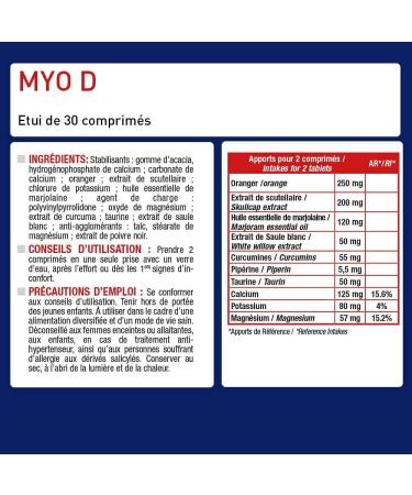 MYO D TABLETS - MUSCLE RELAXANT - Muscle Relaxing - Flexibility & Mobility - Soothing Relaxing For Muscles Back Calves Thighs - 30 Days - French Laboratory Eric Favre - Buy Online on GoSupps.com