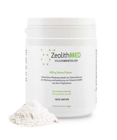 Zeolith med detox powder 400g medical device pharmacy quality comparison winner intestinal cleaning detoxification of heavy metals detoxification cure volcanic minerals healing earth 400 g (1 Pack)