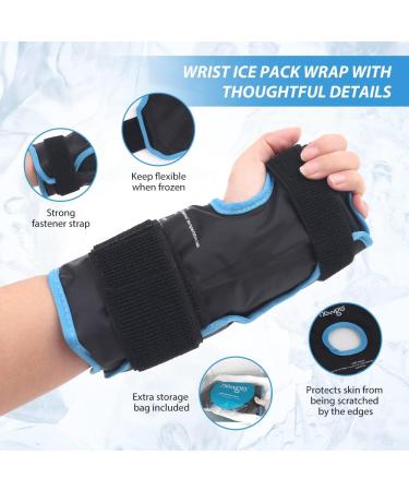 NEWGO Hand Ice Pack Wrist Wrap - Hot Cold Therapy for Carpal Tunnel Relief & Wrist Injuries - Reusable Gel Pack for Swelling, Sprains & Arthritis - Blue - Buy Online on GoSupps.com