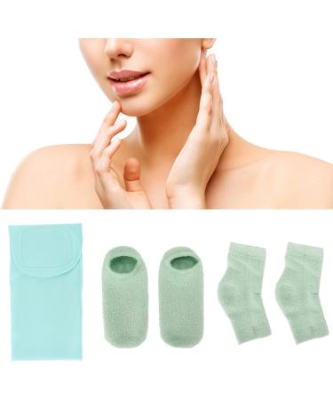 Qukaim Moisturizing Gel Socks Hydrating Gel Elbow Sleeve Moisturizing Gel Socks and Neck Wrap Sock Reusable Repairing Softening Cutin Green Blue - Buy Online on GoSupps.com