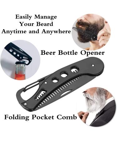 Stainless Steel Folding Beard Comb for Men - Anti-Static Pocket Comb for Beard and Mustache Styling - Buy Online on GoSupps.com
