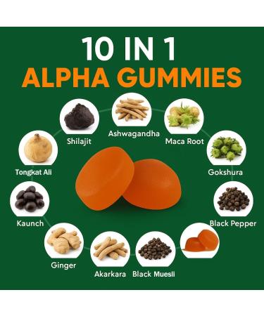 10-in-1 True Alpha Shilajit Gummies 4000mg Himalayan Alpha Gummies for Men Energy Boost Immune Support with Ashwagandha Maca Root Tongkat Ali Fulvic Acid 85+Trace Mineral No Added Sugar 60ct - Buy Online on GoSupps.com