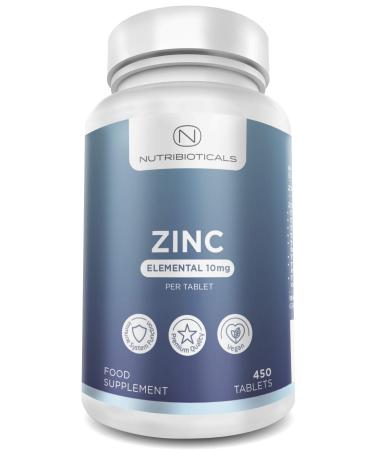 ZINC 10mg Elemental 100% Recommended Daily Amount 450 Tablets 15 Months Supply
