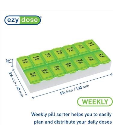 Ezy Dose Weekly AM/PM Pill Organizer - 7-Day Vitamin Case & Medicine Box (Pack of 3) - Medium Compartments for International Shipping - Buy Online on GoSupps.com