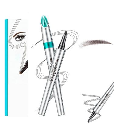 Microblading Eyebrow Pen 4-Prong Micro-Fork Tip Microblade Eyebrow Pen Waterproof Long-Lasting Microblading Pencil for Eyebrows for Women Stay on All Day(Light brown)