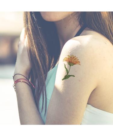 Oottati Waterproof Temporary Tattoo Stickers - 9 Sheets | Tulip, Sunflower, Rose, Nasturtium, Chrysanthemum Designs - Buy Online on GoSupps.com
