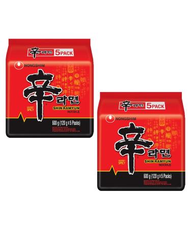 Nongshim Spicy Shin Ramyun Noodle Soup in Single Packs 120g x 10 (10 Pack Case /1.2 kg Total)