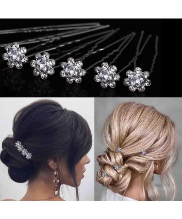 Chic Pearl Hair Pins for Wedding - Set of 40 Silver with Sparkling Rhinestones Perfect Accessory for Brides Bridesmaids Women and Girls - Buy Online on GoSupps.com