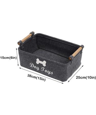 Geyecete Dog Toys Storage Bin - Collapsible Pet Supplies Basket with Wooden Handle - Buy Online on GoSupps.com