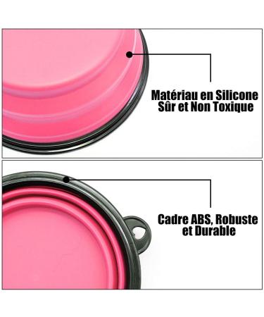 Slson Foldable Travel Dog Bowls - 2 Pack (1000ml) with Carabiners for Dogs & Cats - Safe Portable Pet Feeding & Water Bowls in Orange & Pink - Buy Online on GoSupps.com