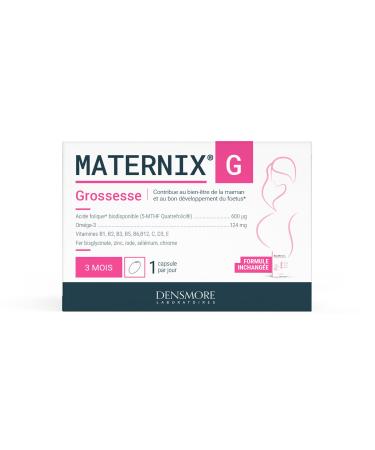 Densmore - MATERNIX G Pregnancy Vitamins - Folic Acid Pregnancy Supplement - Specific for pregnant women - Fatigue, Memory and Immunity - 90 capsules - 3 month cure - Made in Europe