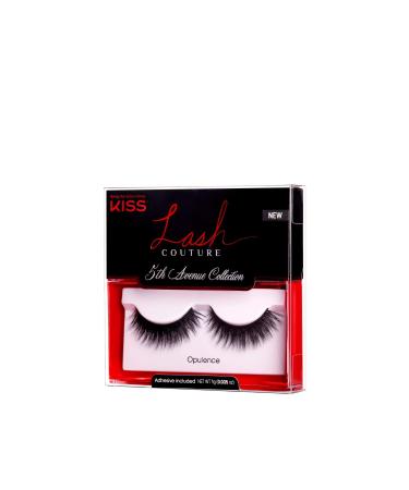 KISS Lash Couture 5th Avenue Collection False Eyelashes with Handcrafted Silk-Like Fibers  Reusable  Contact Lens Friendly  Style Opulence  Includes Adhesive lash glue and 1 Pair Fake Lashes