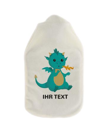 Stamp factory-hot water bottle with a personalized cover-cozy heat bottle cover with desired text such as names design-gift idea for children & adults (800 ml | dragon)