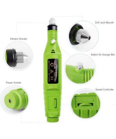 Electric USB Nail Drill Kit Professional Portable Toe Nail Care Manicure Set for Polishing Sanding Removing Gel and Acrylic Nail (Black) (Green) - Buy Online on GoSupps.com