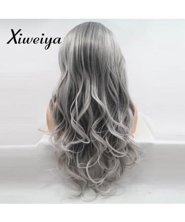 Xiweiya Pastel Grey Wig - 24-Inch Mermaid Lace Front Synthetic Hair Soft Long Wavy Wig for Women & Drag Queens - Heat Resistant Fiber - Buy Online on GoSupps.com