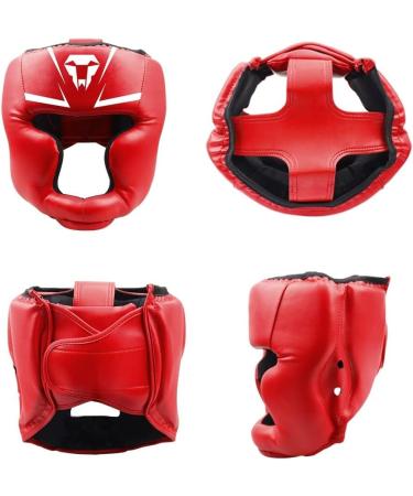 Langray Leather Boxing Helmet for Children & Adults - Thai Boxing Head Protection High Striking Damping Perfect Vision for MMA & Kickboxing - Red - Buy Online on GoSupps.com