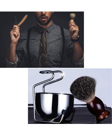 Shaving Brush Stand with Bowl Stainless Steel Shaving Brush Stand Holder Razor Bowl Grooming Set Male Facial Cleaning Tools (Silver) - Buy Online on GoSupps.com