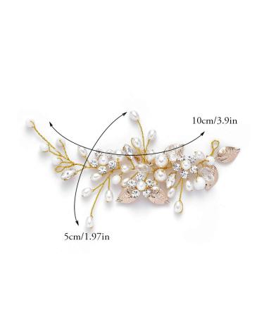 Gorais Bride Gold Pearl Wedding Hair Vine for Women - Leaf Bridal Headpiece (C Gold) - Buy Online on GoSupps.com