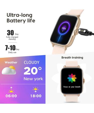 A-TGTGA Smart Watch for Women | 150+ Dial/Receive Calls Faces | Android & iPhone Compatible | Fitness Tracker with Sleep HR Monitoring | SMS Reminder | IP67 Waterproof | Rose Gold - Buy Online on GoSupps.com