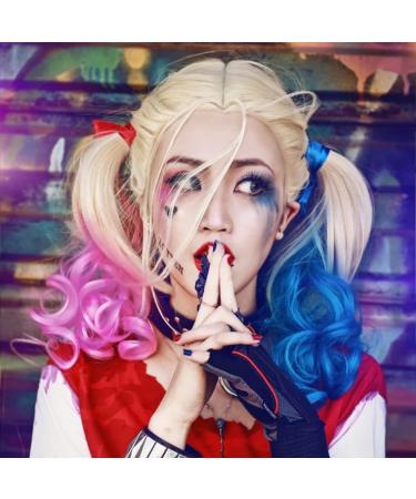 Mysense Face Paint Kit - Harley Costume & Cosplay Makeup for Women Girls & Kids | Blue & Red Blendable Sticks Liquid Eyeliner & Accessories for Halloween Parties - Buy Online on GoSupps.com