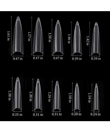 600Pcs Stiletto Nail Tips - Long False Nails Clear Acrylic Half Cover False Nail Tips - Buy Online on GoSupps.com