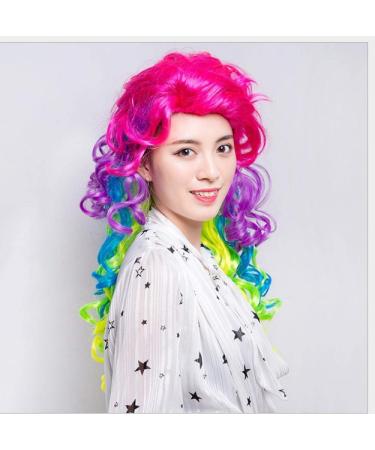 BGHJUE Halloween Colored Curls Wig - Synthetic Hair Wigs with Bangs for Black Women | Long Straight Middle/Side Part - Buy Online on GoSupps.com