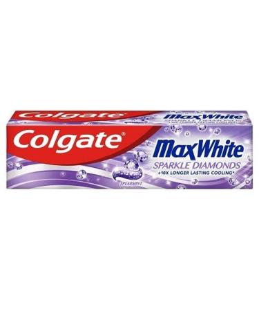 Colgate Max White Sparkle Diamonds Toothpaste 75ml | teeth whitening toothpaste | shines enamel for whiter teeth | longer lasting freshness than regular fluoride toothpaste | fights cavities 75ml Sparkle Diamonds