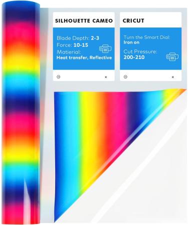Gatichetta Heat Transfer Vinyl Roll  Gradient Rainbow Iron on HTV Vinyl 12" x 6FT  Smooth PU HTV for T-Shirts  Fabric  DIY Designs 12" x 6ft Pu Rainbow 01 - Buy Online on GoSupps.com