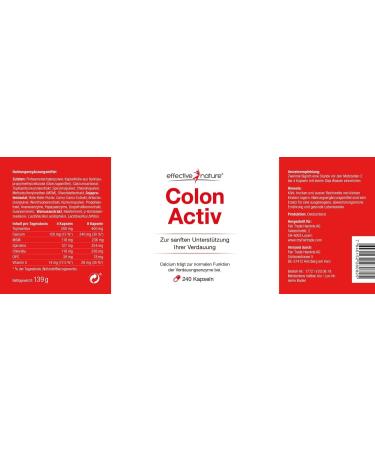 Colon Activ - 240 Capsules | Supports Digestion & Intestinal Health | Gentle 4-Week Nutrient Program with Calcium & Psyllium Husks | International Shipping Available - Buy Online on GoSupps.com