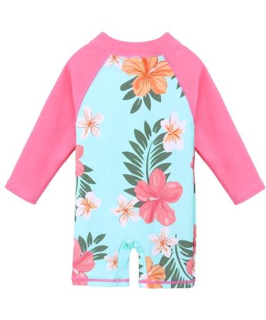 HUAANIUE Baby Girls Short Sleeve One Piece Swimsuit | UPF 50+ Sun Protection | Cyanflower Swimwear | 5-6 Years - Buy Online on GoSupps.com