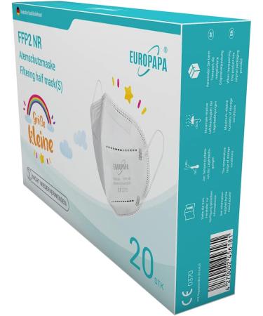 EUROPAPA 20x FFP2 Masks - Small Size 5-Ply Respiratory Face Masks Individually Packed EU Certified Hygienic White - Buy Online on GoSupps.com