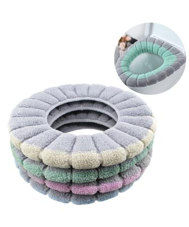 4Pcs Soft Toilet Seat Cover Pads Thicker Warmer Stretchable Washable Cloth Toilet Fits All Oval Toilet Seats
