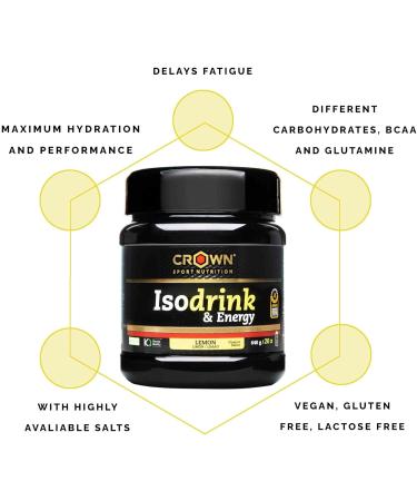  Crown Sport Nutrition Crown Sport Nutrition Isotonic Drink Isotonic sports drink powder with carbohydrates salts and amino acids BCAAs Sport Anti-Doping Certification (Lemon 640g) - Buy Online on GoSupps.com