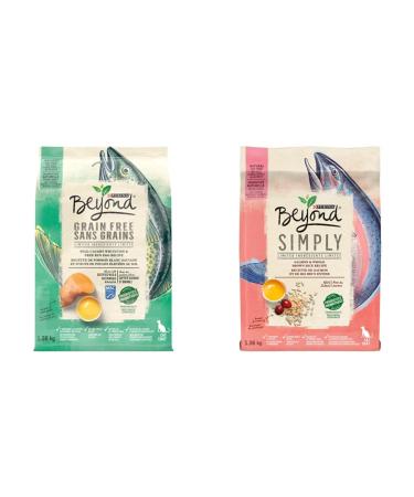 Beyond Grain Free Natural Dry Cat Food Ocean Whitefish & Egg + Beyond Simply Natural Dry Cat Food Salmon & Whole Brown Rice (1.36 kg Bags)