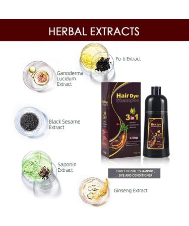 Red Wine Hair Dye Shampoo 3-in-1 for Women & Men - Herbal Ingredients, 100% Grey Coverage, 500mL - Buy Online on GoSupps.com