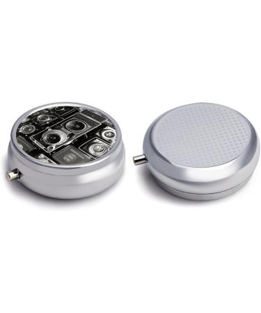 Vintage Camera Print Round Pill Box | 3 Compartment Portable Pill Organizer | Decorative Metal Pocket Case for Medicine - Buy Online on GoSupps.com