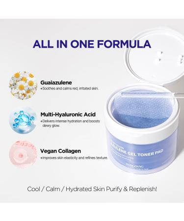 PONGDANG Dewy Glow Azulene Gel Toner Pad | Cooling Calm | Korean Gel Toner Pads with Guai Azulen Chamomile | Soothing Radiance & Uneven Skin Tone | Korean Skin Care - Buy Online on GoSupps.com