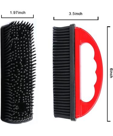 Pet Hair Removal Brush - Silicone Tool for Cleaning & Grooming Cats & Dogs - Lint & Debris Remover - Black & Red (Red) - Buy Online on GoSupps.com