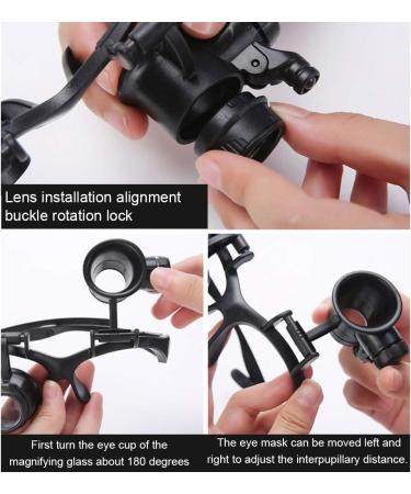 Magnifying Glass Hands-Free Head-Mounted Magnifying Glasses with LED Lighting - 2.5X to 25X Zoom with 8 Groups Detachable Lenses-uses AAA Batteries Suitable for Reading Jewelry Magnifiers etc. - Buy Online on GoSupps.com