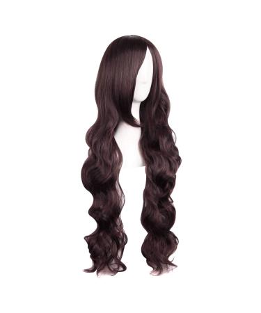 MapofBeauty 31/80cm Dark Brown Long Curly Anime Wig | Glamorous Female Hair | International Shipping - Buy Online on GoSupps.com