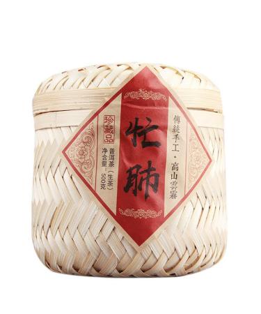 HELLOYOUNG 500g de th Pu'er naturel d'arbre ancien (dans un panier en bambou) Sans additifs fabriqu artisanalement en Chine avec une saveur intense Th pu-erh Pu'er Tea