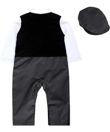 AmzBarley Baby Boys Gentlemans Outfit Suit | Tuxedo Rompers | Black 103 | 12-18 Months - Buy Online on GoSupps.com