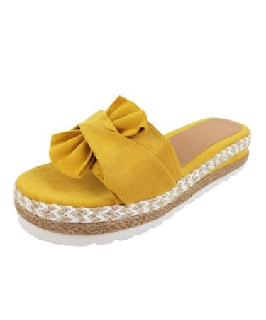 Sandals women slippers women bow sandals summer comfortable platform women shoes pey casual daily party beach shoes (6 khaki 40 EU) 3 GEEL 40 EU