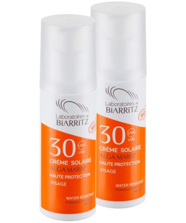 2 pack alga maris sunscreen for the face LSF30 50ml |Bio certified natural cosmetics from Laboratoires de Biarritz |With immediate protection and without a waters