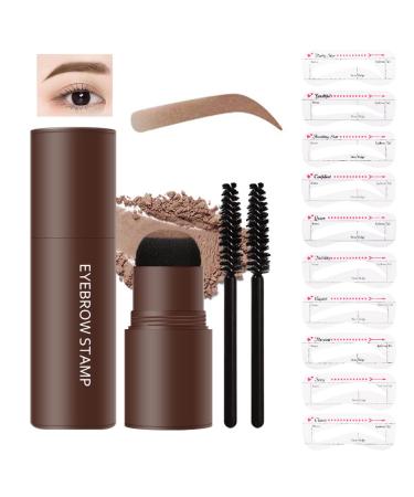 LXZJJM Eyebrow Stamp Stencil Kit - Long-lasting Smudge-free Brow Makeup | Natural and Smooth Texture | Multifunctional | Includes 10 Brow Shapes & Stamps | Reusable eyebrow stencils (01#light brown)