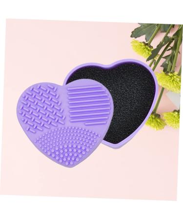 Heart-Shaped Purple Silicone Makeup Brush Cleaning Mat | Dry & Easy Brush Care | International Shipping - Buy Online on GoSupps.com