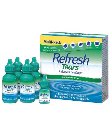 Refresh Tears Lubricant Eye Drops - 4x15ml + 1x5ml | Fast Relief for Dry Eyes - Buy Online on GoSupps.com
