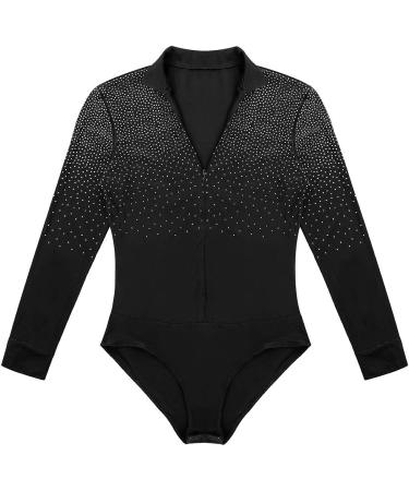ACSUSS Men's Sequin V-Neck Dance Unitard, Ballroom Latin Dancewear - Black, Medium - Buy Online on GoSupps.com
