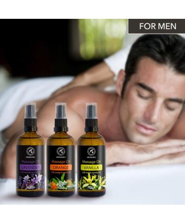 Relaxation Massage Oils Set - 3x100ml Vanilla Lavender & Orange - Nourishing Body Care with Almond Grape Seed & Peach Core Oils - Buy Online on GoSupps.com