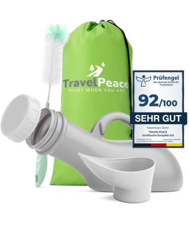 TRAVELPEACE - Urinal bottle - 3in1 Premium Set - with comfort hygiene brush - incl. privacy bag - urinal for women and men